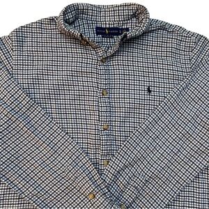 Ralph Lauren Mens XL Gingham Check Plaid Flannel Shirt Classic Fit MOP Buttons